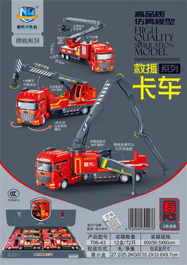 High-quality simulation model inertial rescue truck series 6pcs