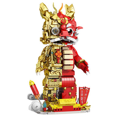 Semi-mechanical China dragon small particle building blocks trendy play building blocks toys compatible Legao small particle assembled plastic gifts children national trend dragon gift handletter