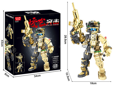 Compatible with Legao small particles Jiaolong assault semi-mechanical special forces trendy toys assembling plastic gifts children soldiers soldiers navy army soldiers