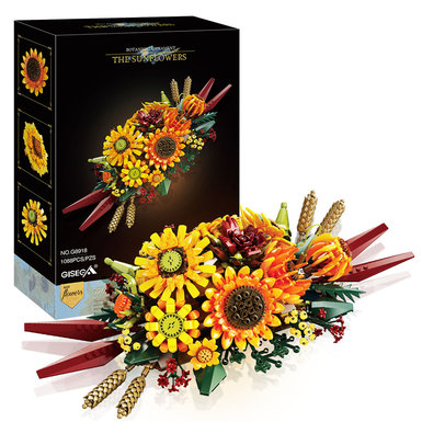Sunflower desktop decoration small particle building blocks meal flower building blocks gift gifts trendy play [English version]