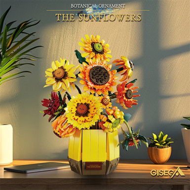 Compatible with Lego Van Gogh Sunflower Building Blocks [British Version] trendy toy building blocks, cross-border new products, small particle gifts, new unique decorations