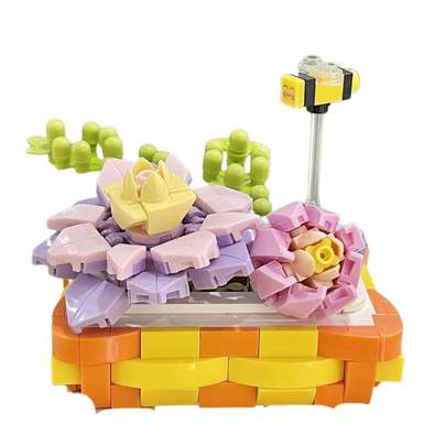 Succulentpottedsmallparticlebuildingblockflowerpottedsimulationeternalflowertoypuzzletoy