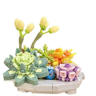 Succulentpottedsmallparticlebuildingblockflowerpottedsimulationeternalflowertoypuzzletoy