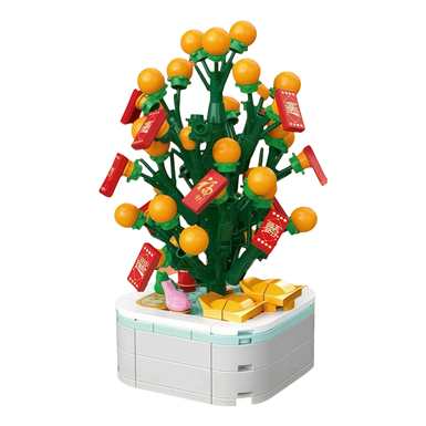DiamondHorse103E-2OrangeTreeBuildingBlocksFlowerMusicHighStyleSmallParticleBuildingBlocksFlowerToysforBoysandGirlsPuzzleToys