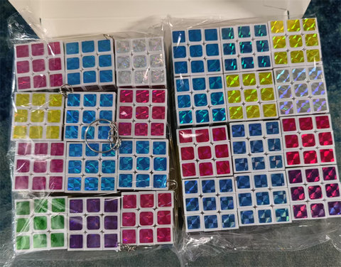 3.o White background laser buttonless third-order Rubik's cube educational toy