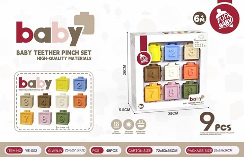 Baby Vinyl Block 9PCS 5.5CM Soft Rubber Large Block