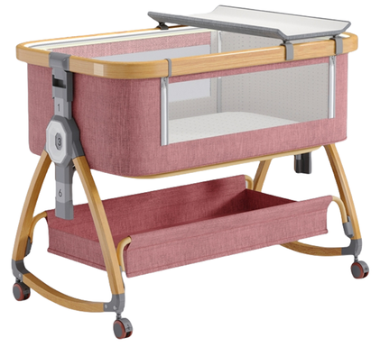 Aluminum alloy wood grain bracket linen crib splicing bed cradle portable foldable lifting baby cot baby carriage