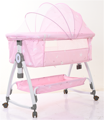 White tube high-carbon steel bracket linen cribs spliced beds cradle beds movable portable foldable lifting cribs baby carriages