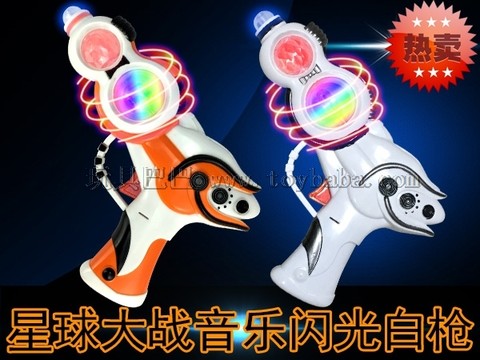 Factory direct sales Star Wars hot sales space gunshots red and blue double flash belts colorful dazzling light toy guns No. 8645