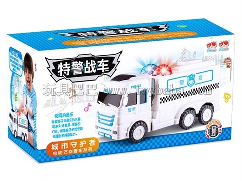 Electric universal special police chariot with colorful starlight music (Chinese)