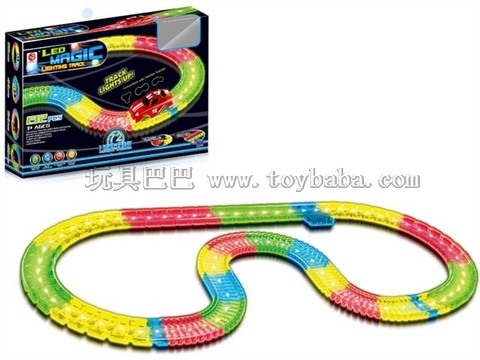 Electric building block rail car with light
