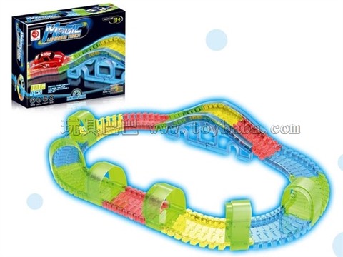 Electric luminous building blocks rail car with lights