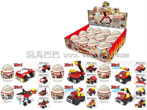 Egg-shaped Flame Rescue Team Series Building Blocks 12PCS (six models mixed)