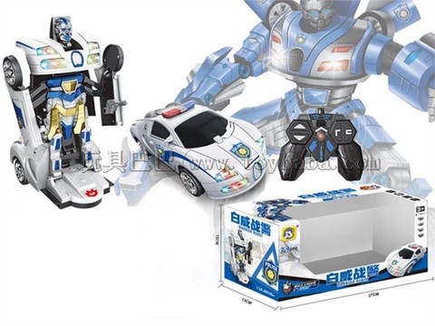 Remote control one-button transformation Bugatti police car