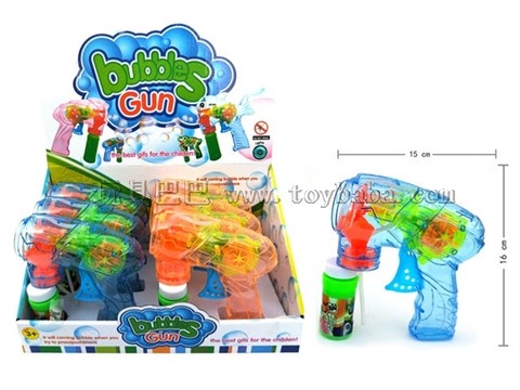 Self-priming space bubble gun with light (6pcs)(blue and orange mixed)