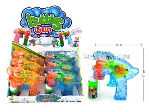 Self-sucking dinosaur bubble gun with light (blue and orange mixed)