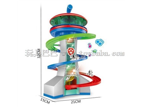 Electric dog track watchtower with lights and music