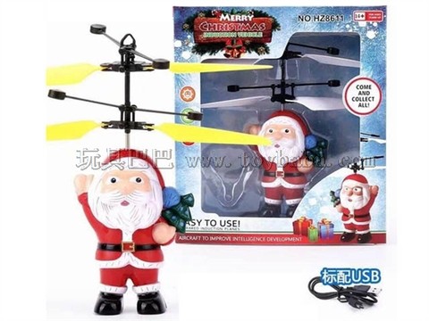Infrared sensing flying Santa Claus with USB cable