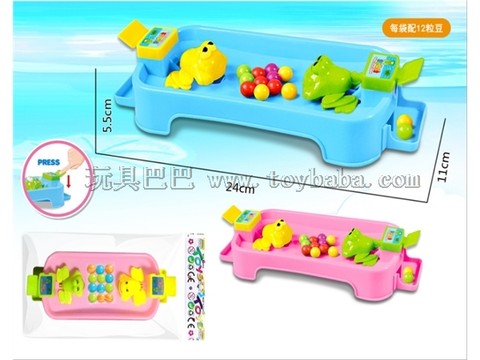 Interactive board games for two frogs and beans
