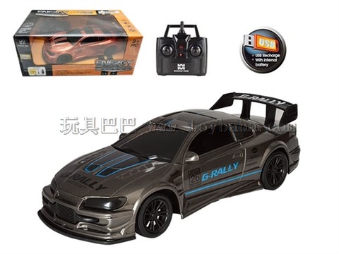 Remote control car 2.4G four-way USB charging remote control modified muscle car (headlight) 1:18
