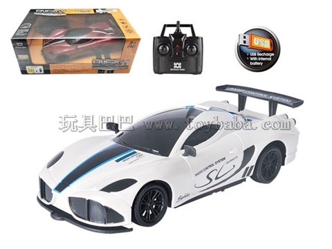 Remote control car 2.4G four-way USB charging remote control modified muscle car (headlight) 1:18