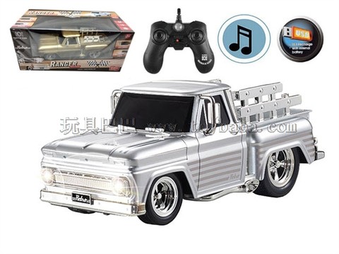 Remote control car 2.4G four-way USB built-in battery with music remote control muscle modified truck 1:14