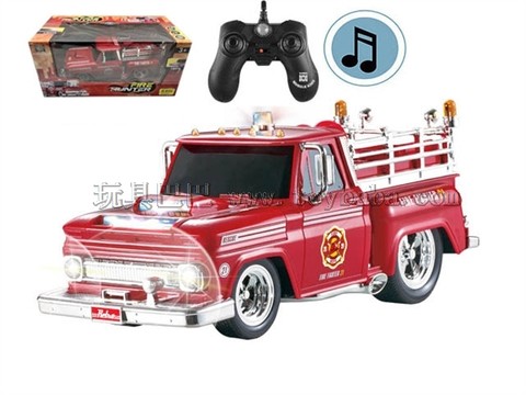 Remote control car 2.4G six-way with music remote control muscle modified fire truck 1:14