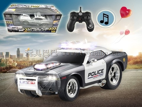 Remote control car 2.4G six-way with music remote control muscle modified police car 1:16