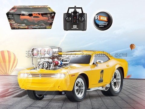 Remote control car 2.4G six-way USB built-in battery with music remote control muscle modification racing car 1:16