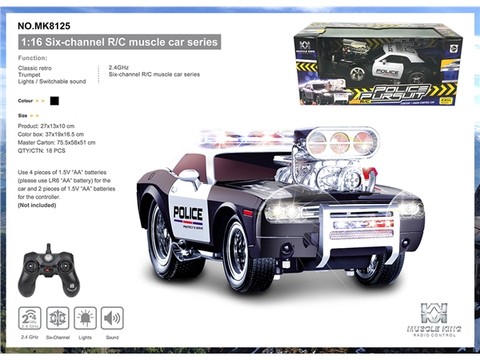 Remote control car 2.4G four-way remote control muscle modified police car 1:16