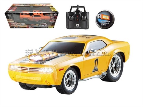 Remote control car 2.4G four-way USB built-in battery remote control muscle modified racing car 1:16