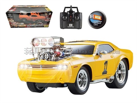 Remote control car 2.4G four-way USB built-in battery remote control muscle modified racing car 1:16