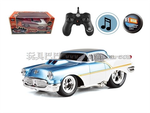 Remote control car 2.4G six-way USB built-in battery with music remote control muscle modified car 1:16