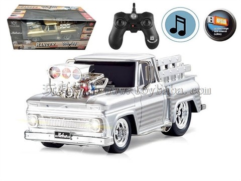 Remote control car 2.4G six-way USB built-in battery with music remote control muscle modification truck 1:14