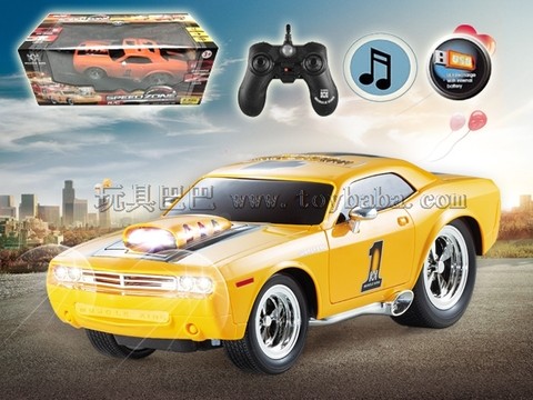 Remote control car 2.4G six-way USB built-in battery with music remote control muscle modified police car 1:16