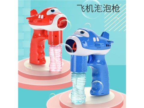 Solid color (red and blue) aircraft with lights and music electric bubble gun (with 2 bottles of 50ML soaking water)