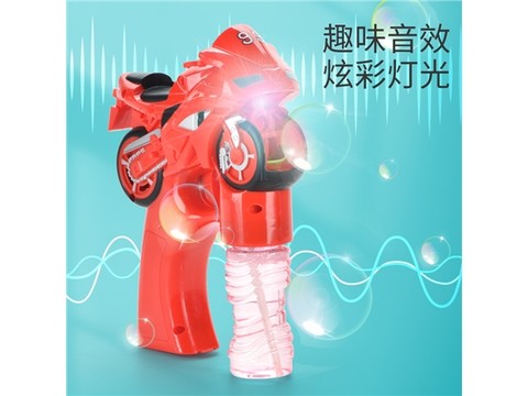 Solid color motorcycle with light and music electric bubble gun (with 2 bottles of 50ML bubble water)