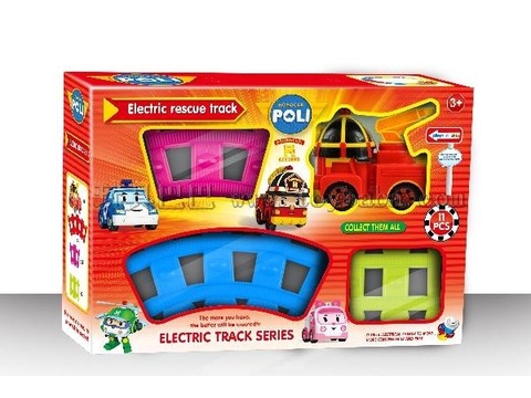 POLI theme electric rail car fire station scene