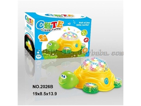 Colorful lights, music, universal cartoon turtle