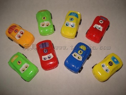 Solid color cartoon label pullback car
