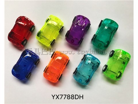Eight transparent scooters in eight colors