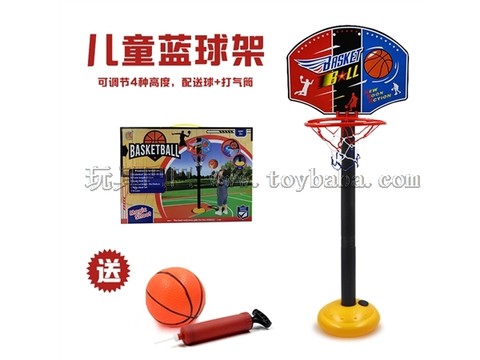 Children's basketball toys sports shooting toys can rise and fall to adjust the basketball rack with a pump / plastic board