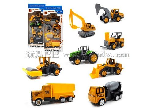 Engineering alloy car mini clockwork alloy car four children's car model toys Chenghai toy wholesale