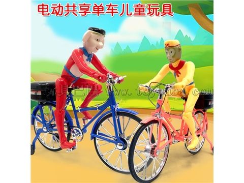 Electric toy bicycle Electric doll riding a bicycle