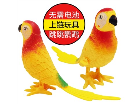 A clockwork, a parrot, a jumping parrot,