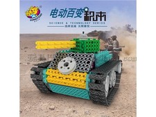 龙越 亚马逊跨境可遥控可电动坦克科教儿童益智拼插积木玩具
