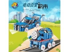 龙越STEAM科技智能电动巡线避障车DIY科教益智积木玩具