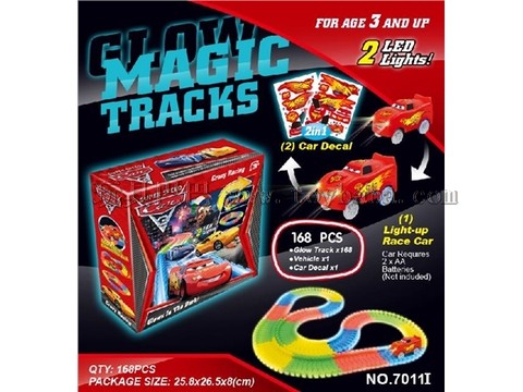 McQueen Automobile General Mobilized Luminous Track 168pcs with an electric vehicle toy Baba 7011I