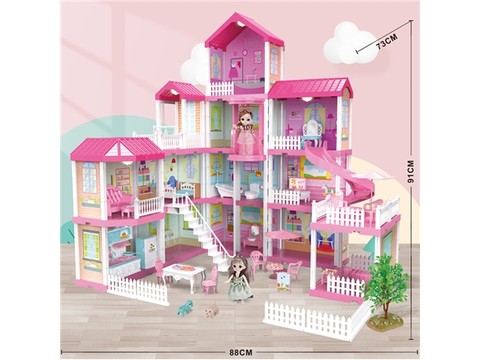 Self-installed villa with lighting +6-inch Barbie 2 toys Self-installed educational toys