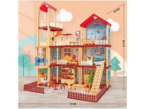 Self-installed villa with lighting +6-inch Barbie 2 toys Self-installed educational toys